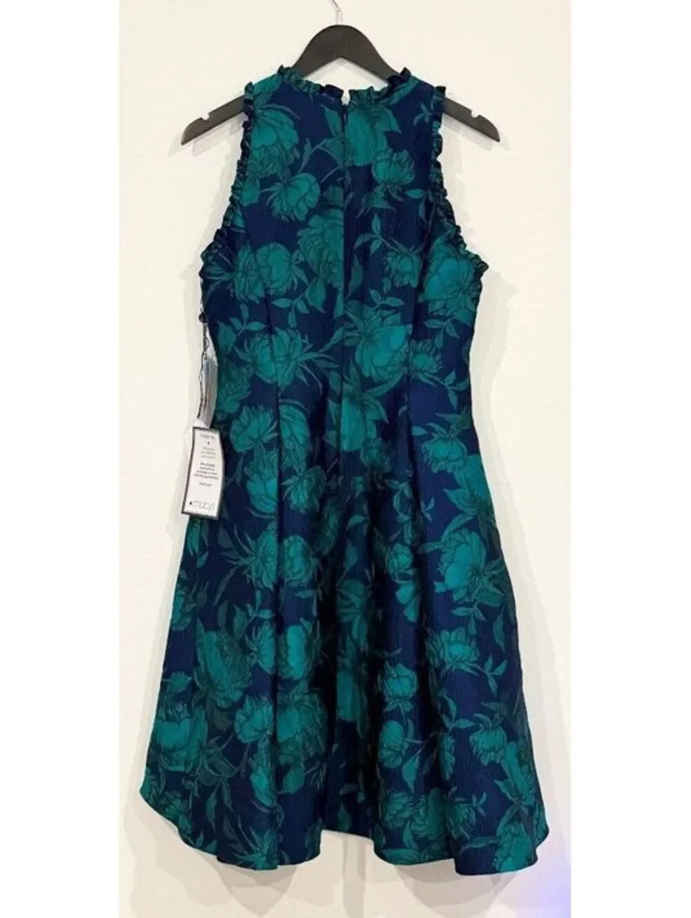 Adrianna Papell Navy Teal Sleeveless High-Low Dress Women Size 10 - Picture 3 of 5